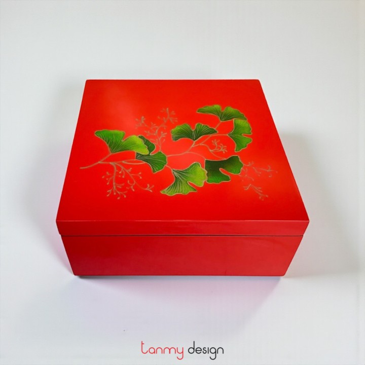 Square lacquer box with different patterns and different colors 20*H9 cm ( different designs )